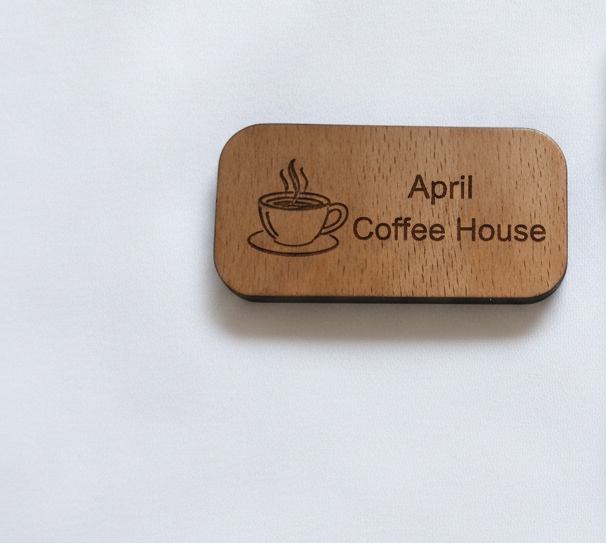 Bulk Steamed Beech Wood Staff ID Badges, with Pin Fastener, for Customisation / Personalisation. Prices from £1.40p.