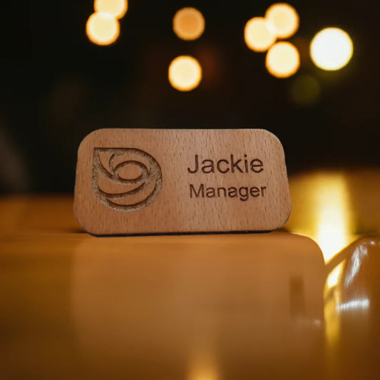 Bulk Steamed Beech Wood Staff ID Badges, with Pin Fastener, for Customisation / Personalisation