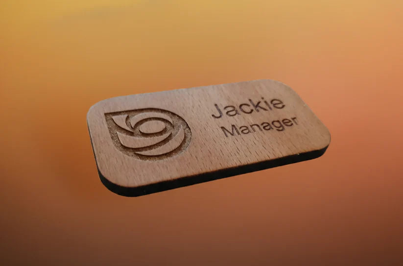 Bulk Steamed Beech Wood Staff ID Badges, with Pin Fastener, for Customisation / Personalisation