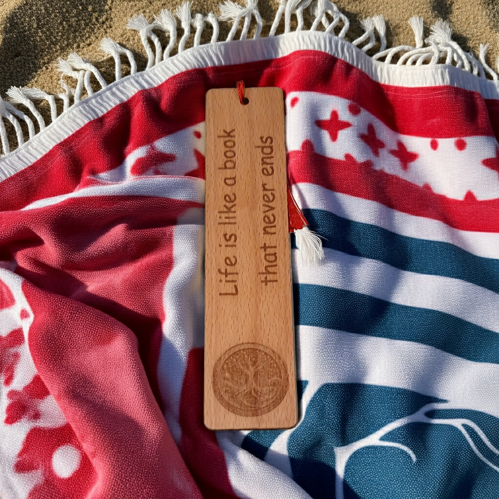 Steamed Beech Wood, Tree of Life Bookmark with Book quote and Tassel.