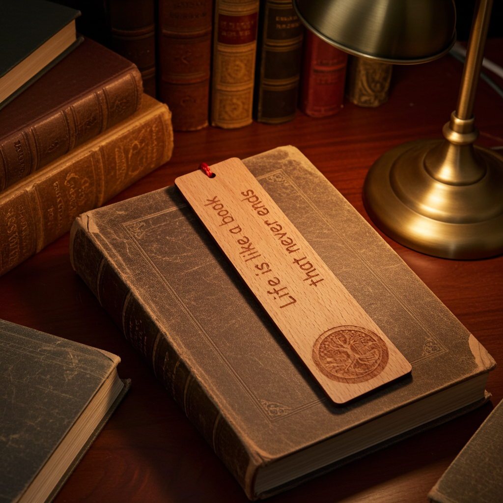Steamed Beech Wood, Tree of Life Bookmark with Book quote and Tassel.