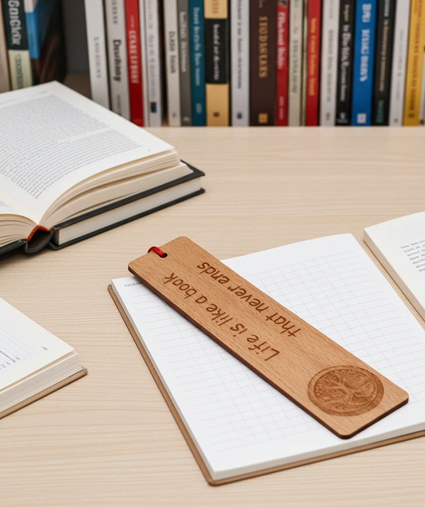 Steamed Beech Wood, Tree of Life Bookmark with Book quote and Tassel.