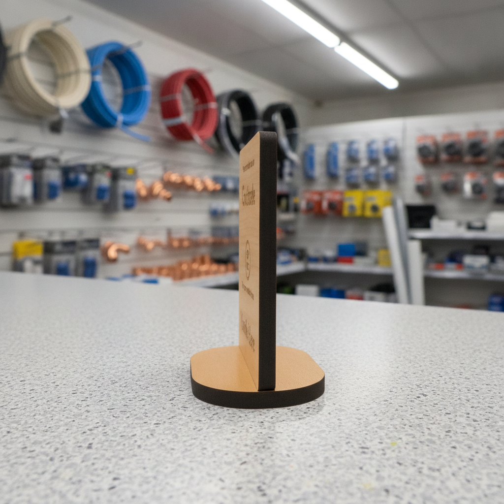 Tap to Review.  Google / TripAdvisor / Checkatrade, NFC, Wood Review Sign and stand. For Personalisation.