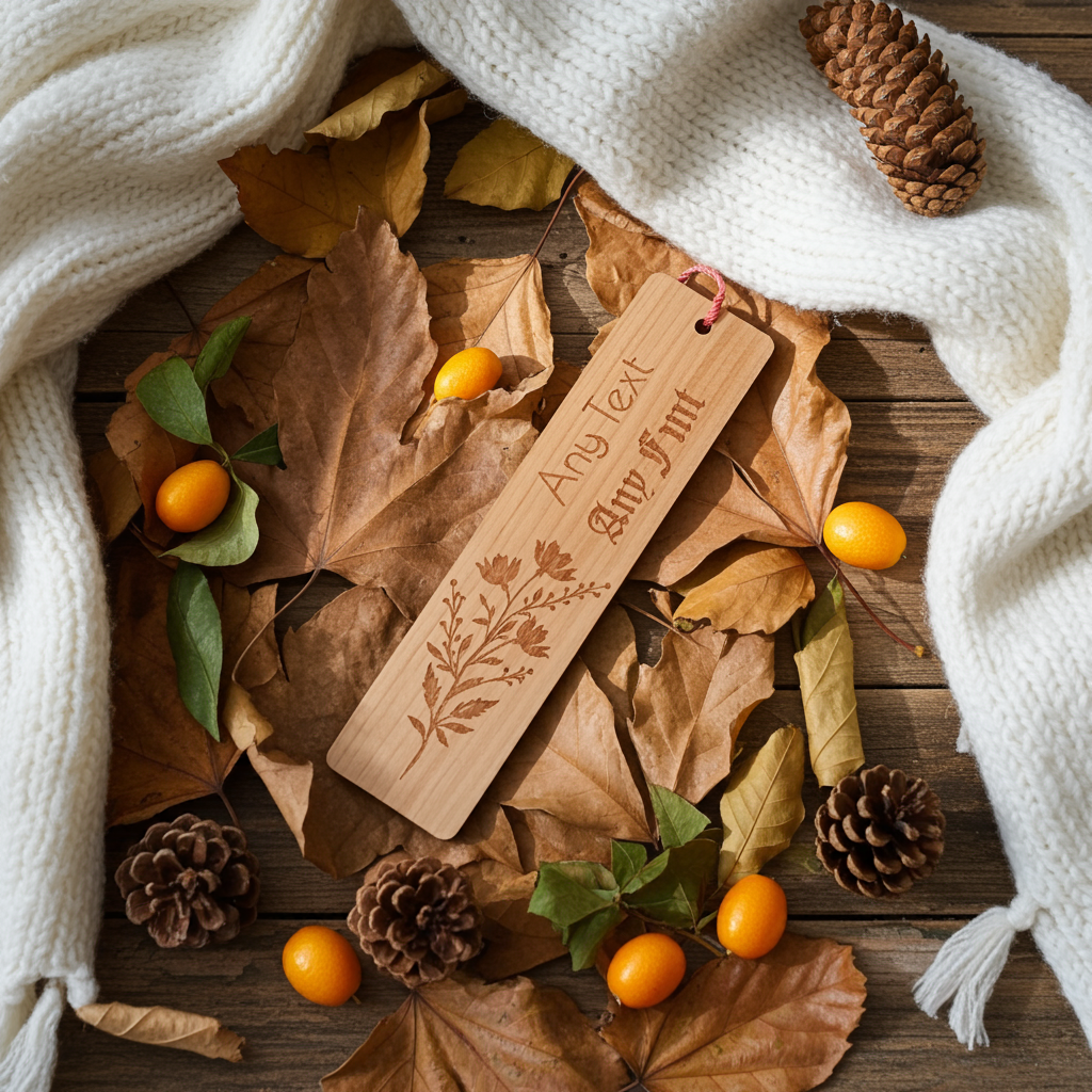 Unique and beautiful Steamed Beech Bookmark, with floral engraving and tassel. Personalise with any text and font.