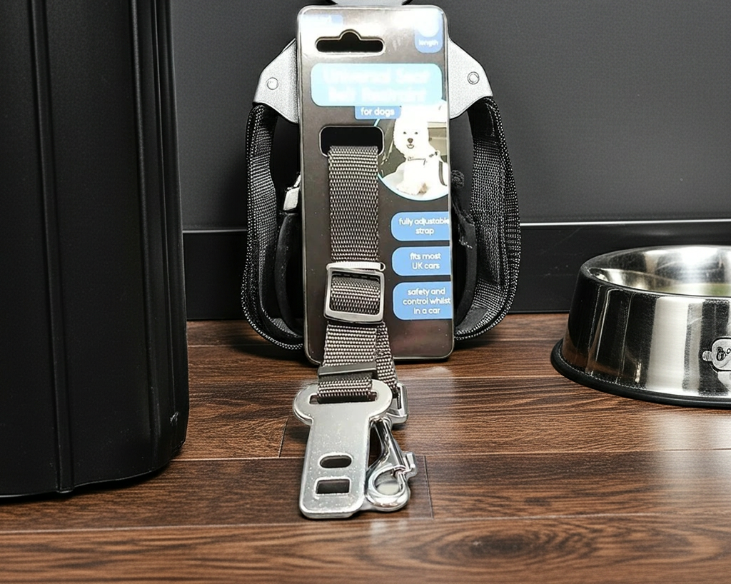 Universal seat belt restraint dogs,(30-52cms) for use in motor vehicles.