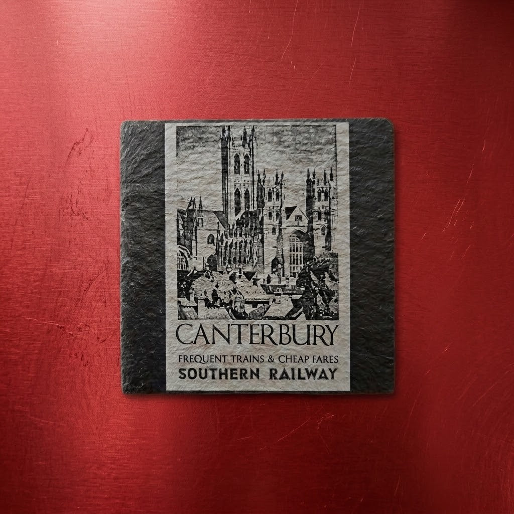 Vintage Kent Railway Poster Slate Fridge Magnets - Set of 3 (Canterbury, Ramsgate, Broadstairs)