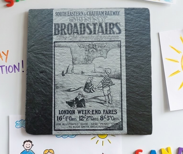 Vintage Kent Railway Poster Slate Fridge Magnets - Set of 3 (Canterbury, Ramsgate, Broadstairs)