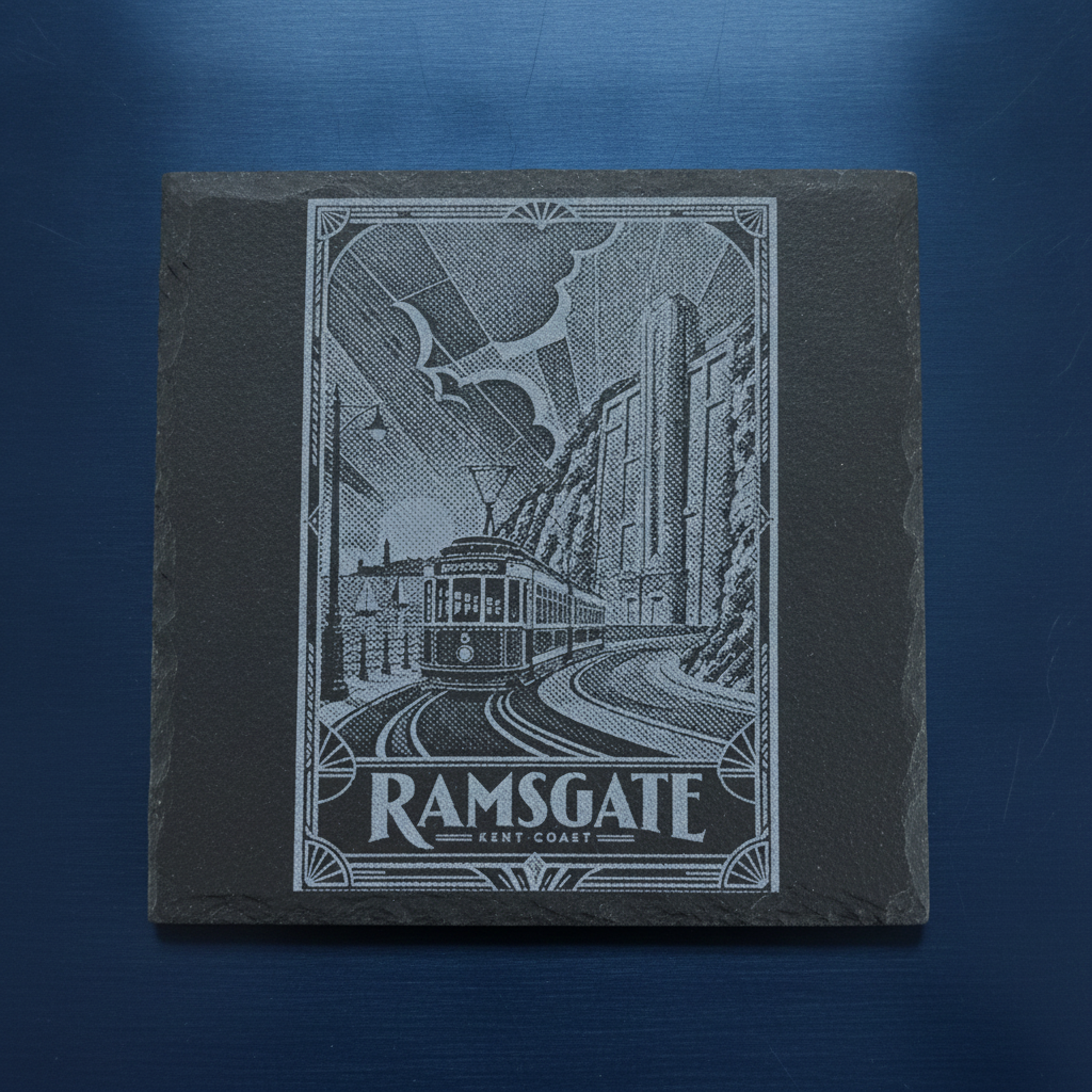 Vintage Ramsgate Tram Slate Fridge Magnet | Isle of Thanet Kent Coast Gift 75mm
