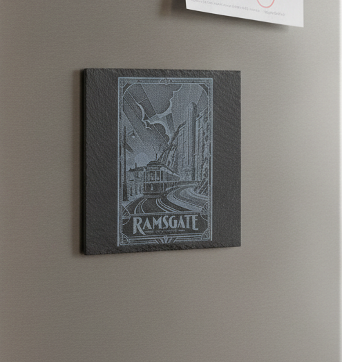 Vintage Ramsgate Tram Slate Fridge Magnet | Isle of Thanet Kent Coast Gift 75mm