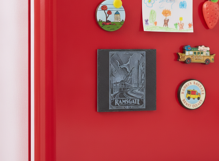 Vintage Ramsgate Tram Slate Fridge Magnet | Isle of Thanet Kent Coast Gift 75mm