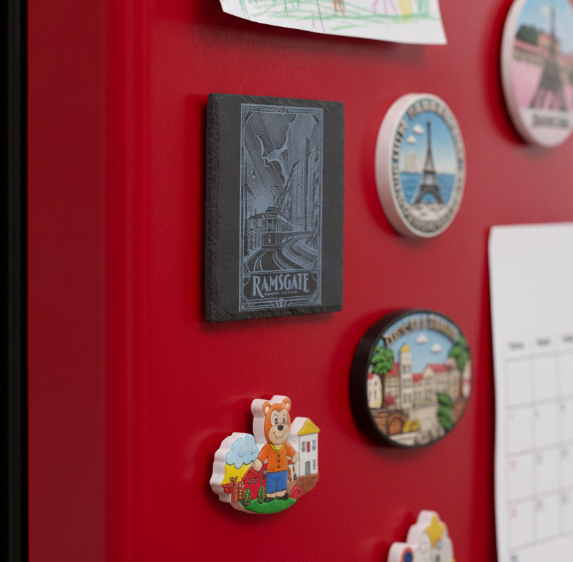 Vintage Ramsgate Tram Slate Fridge Magnet | Isle of Thanet Kent Coast Gift 75mm