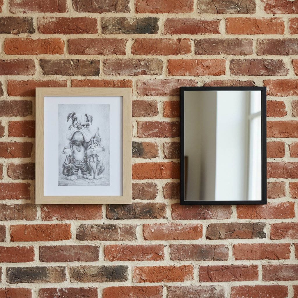 Wall Art- Exquisite Wood Engraving- "Mr Dog & Ms Cat", with frame, (25cm x 20cm)