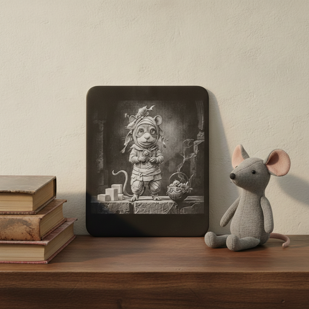 Whimsical Mouse Laser Engraving -  Layered Wood Art by H&B Thanet.