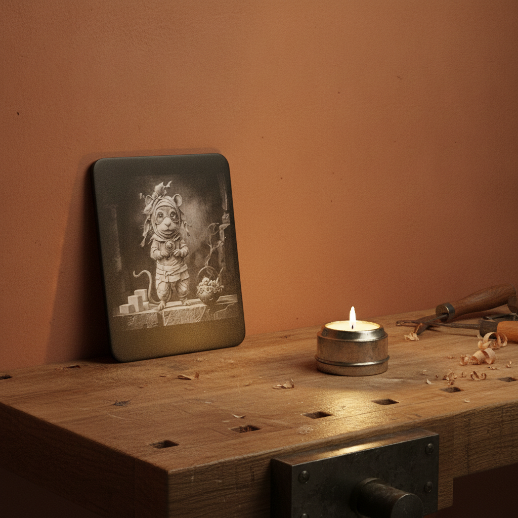 Whimsical Mouse Laser Engraving -  Layered Wood Art by H&B Thanet.