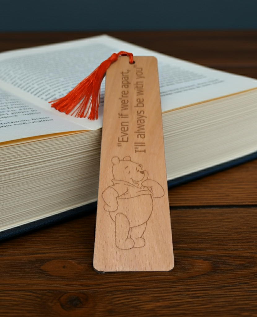 Winnie-The-Pooh, Steamed Beech Wood Bookmark and Tassel.