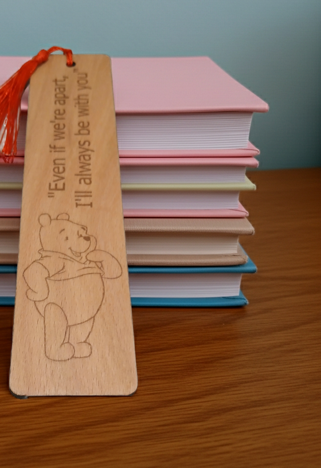 Winnie-The-Pooh, Steamed Beech Wood Bookmark and Tassel.