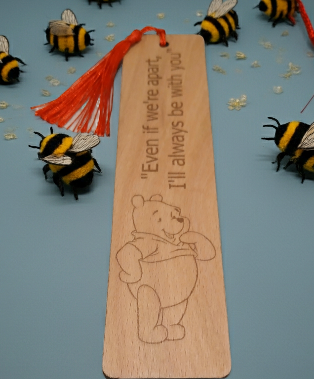 Winnie-The-Pooh, Steamed Beech Wood Bookmark and Tassel.