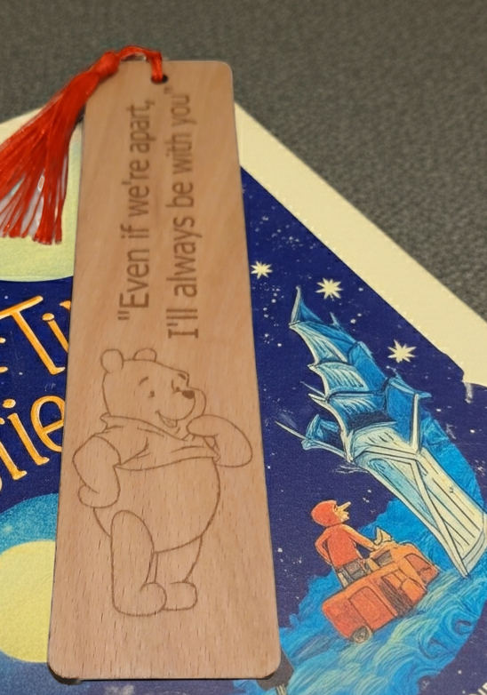 Winnie-The-Pooh, Steamed Beech Wood Bookmark and Tassel.