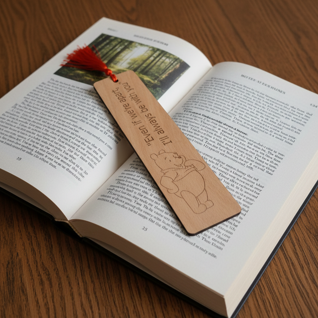 Winnie-The-Pooh, Steamed Beech Wood Bookmark and Tassel.