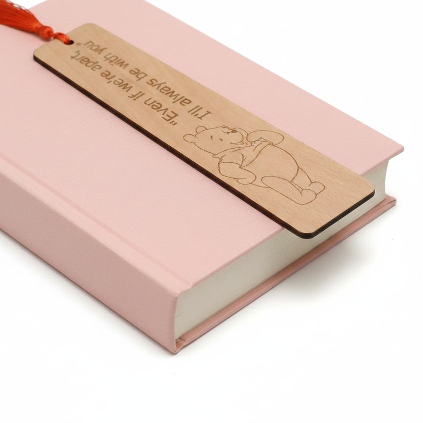 Winnie-The-Pooh, Steamed Beech Wood Bookmark and Tassel.