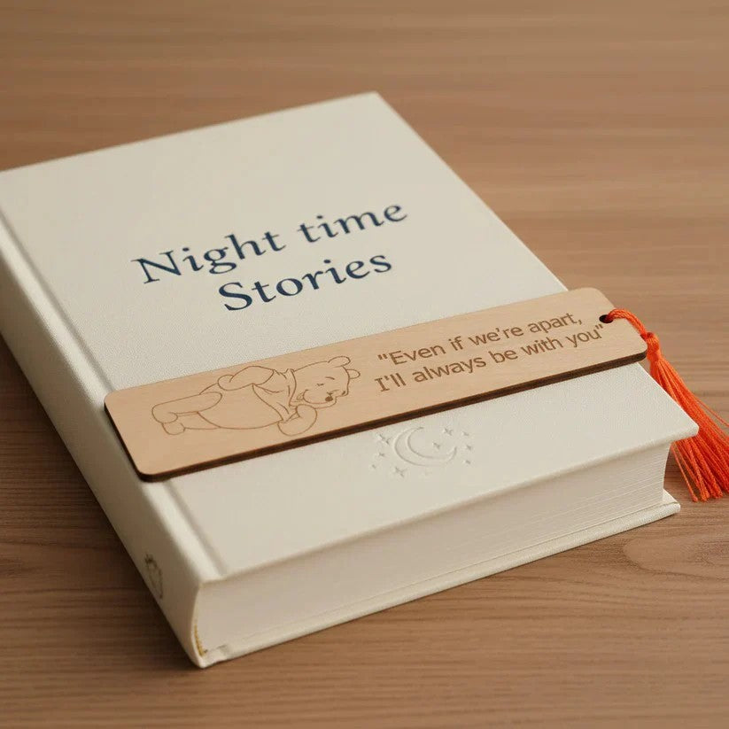 x2, Personalised Winnie- the- Pooh and Piglet Wooden Bookmarks. Any Text and Font, With Tassels.