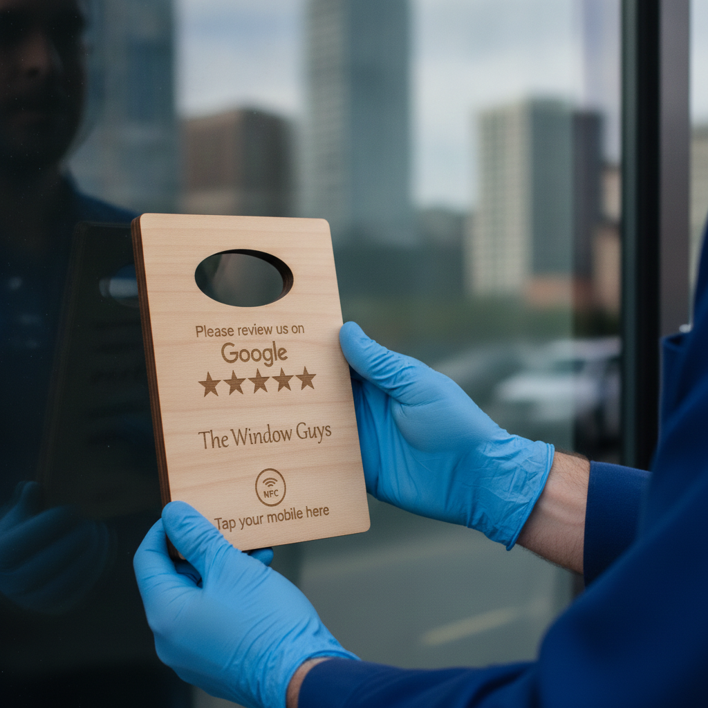 Handheld Tap to Review Sign, great for takeaways, busy coffee bars, trades people etc