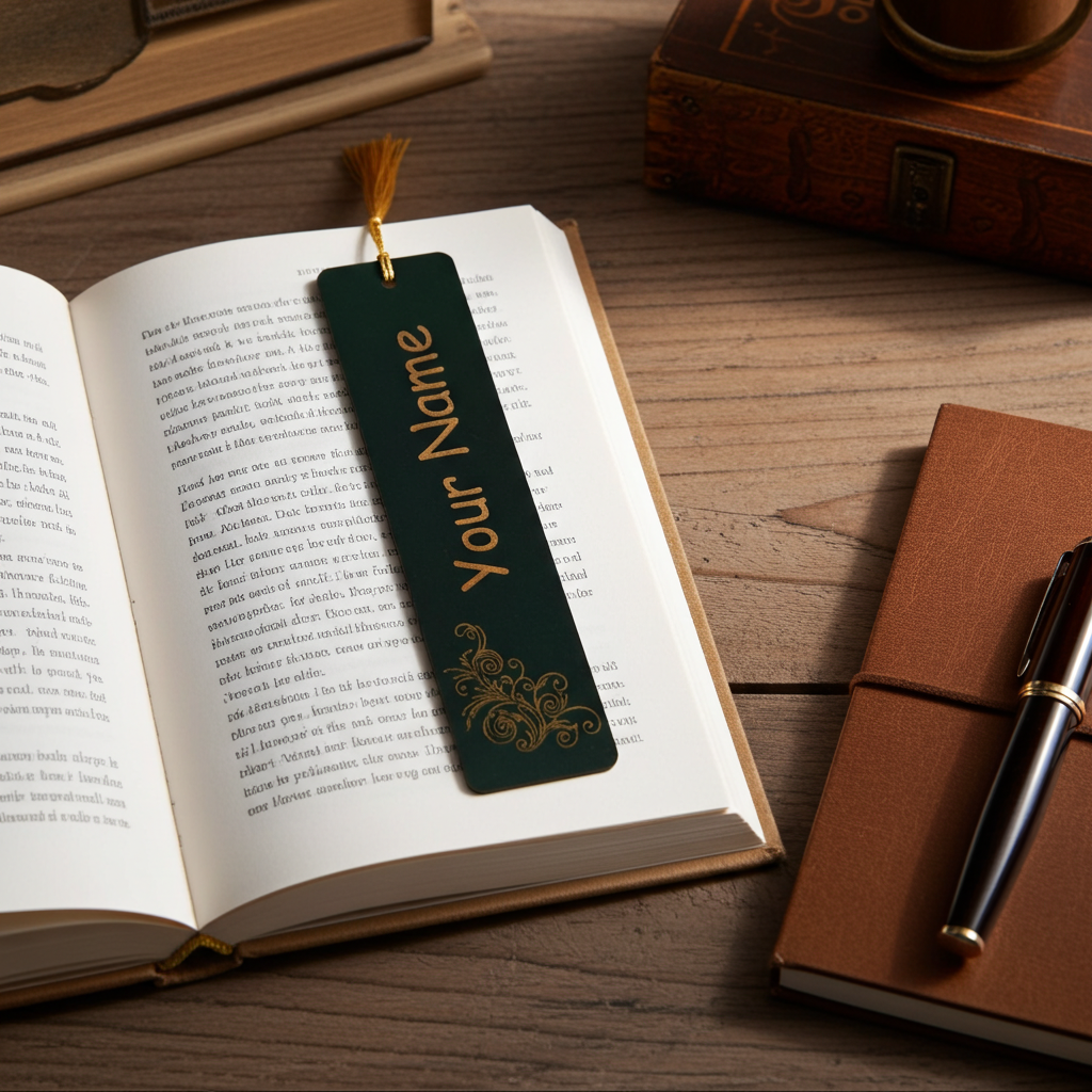 X 2 Wood Personalised Bookmarks. Exquisite Engravings and Your Customised Name. Floral Engraving.