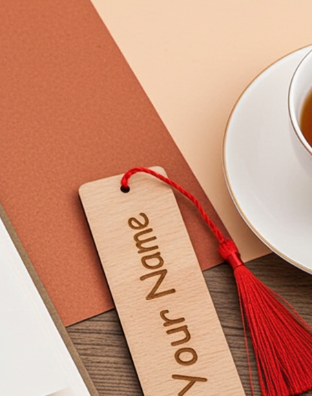 X 2 Wood Personalised Bookmarks. Exquisite Engravings and Your Customised Name. Floral Engraving.