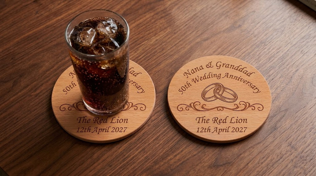 Personalised Engraved Wooden Coasters | Set of 6