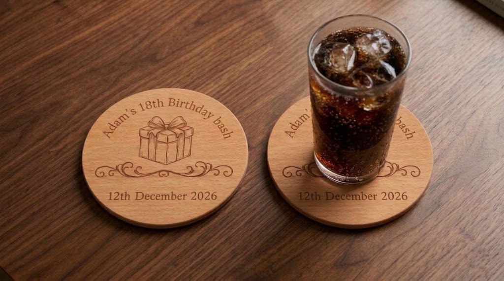Personalised Engraved Wooden Coasters | Set of 6
