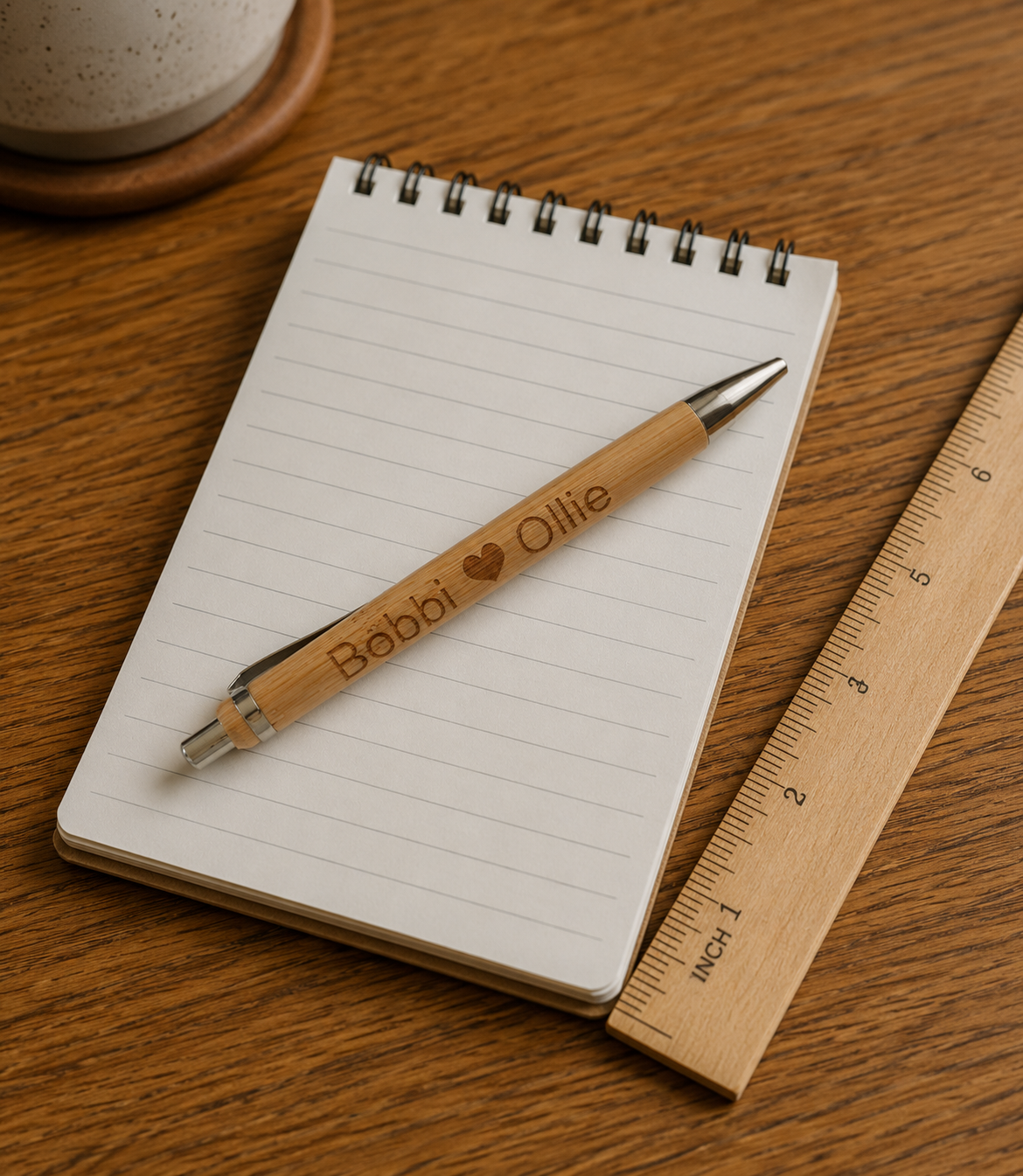 Personalised Bamboo Pen. Any Text and Font. Black Ink.