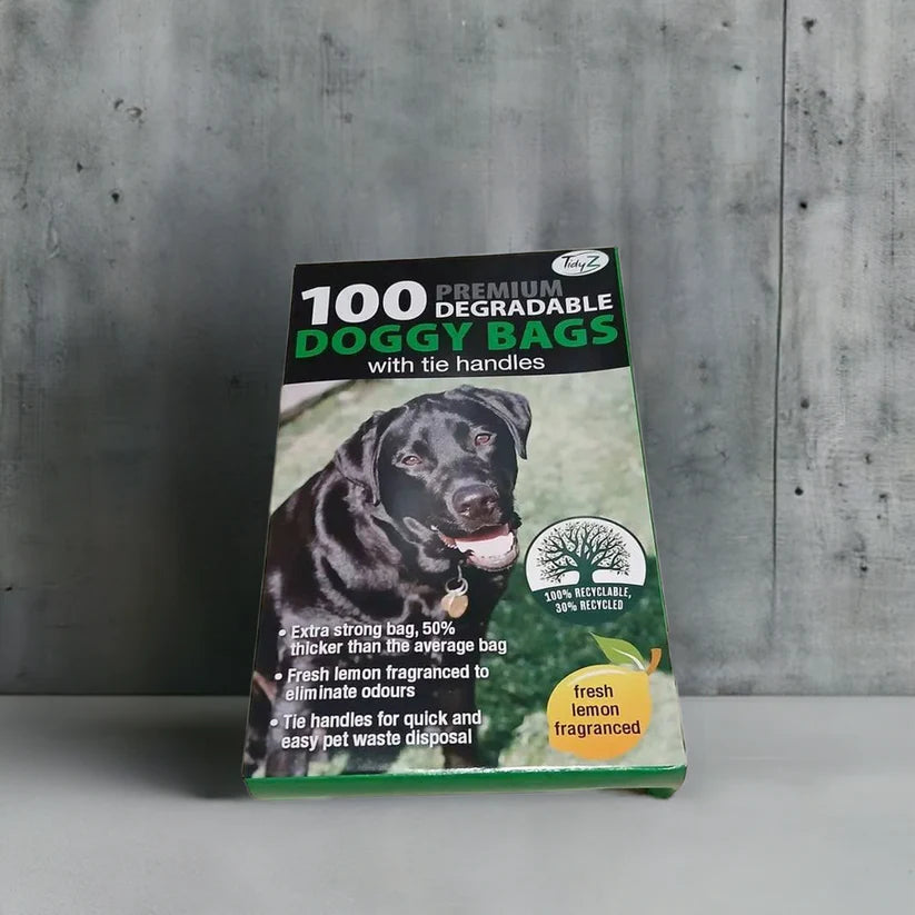 400, (4 packs of 100), TidyZ Heavy Duty and Scented Dog Poo Bags with Handles.