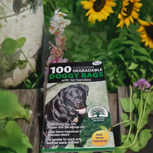 400, (4 packs of 100), TidyZ Heavy Duty and Scented Dog Poo Bags with Handles.