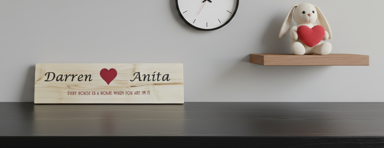 Personalised Wood Display Plaque. Any Text and Font. 400mm x 100mm x 18mm.