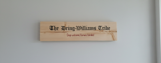 Personalised Wood Display Plaque. Any Text and Font. 400mm x 100mm x 18mm.