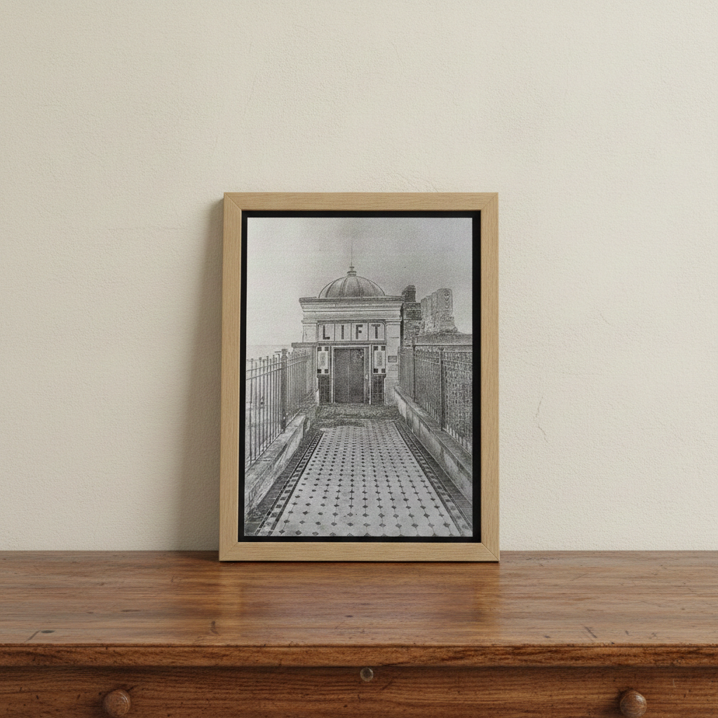 Ramsgate East Cliff Lift Laser Engraved Wood Panel – Historic Thanet Coastal Wall Art by H&B Thanet