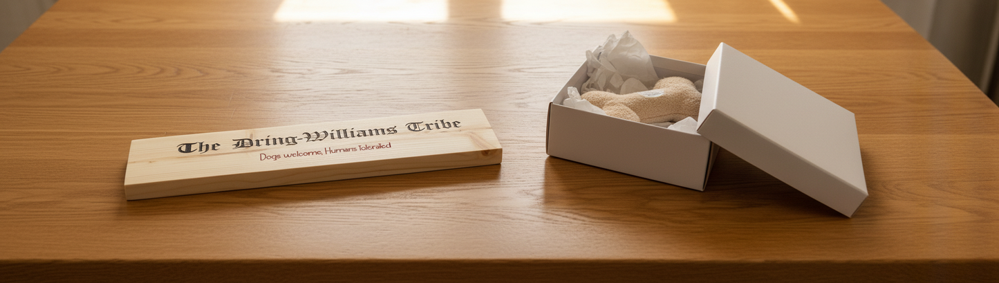 Personalised Wood Display Plaque. Any Text and Font. 400mm x 100mm x 18mm.