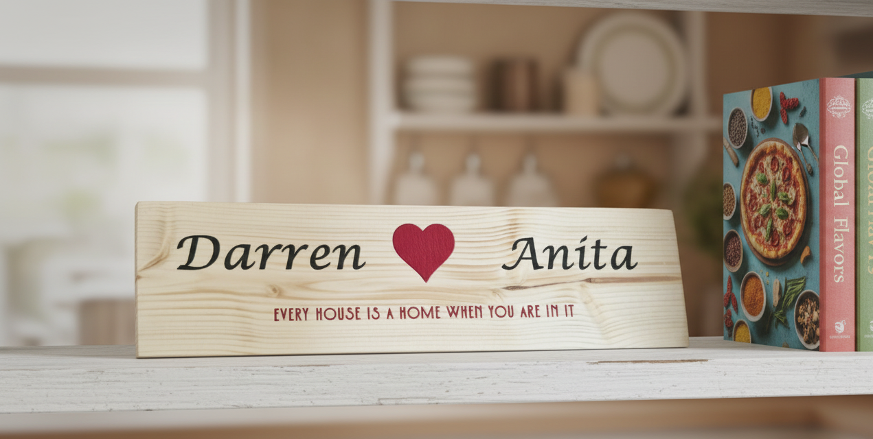 Personalised Wood Display Plaque. Any Text and Font. 400mm x 100mm x 18mm.