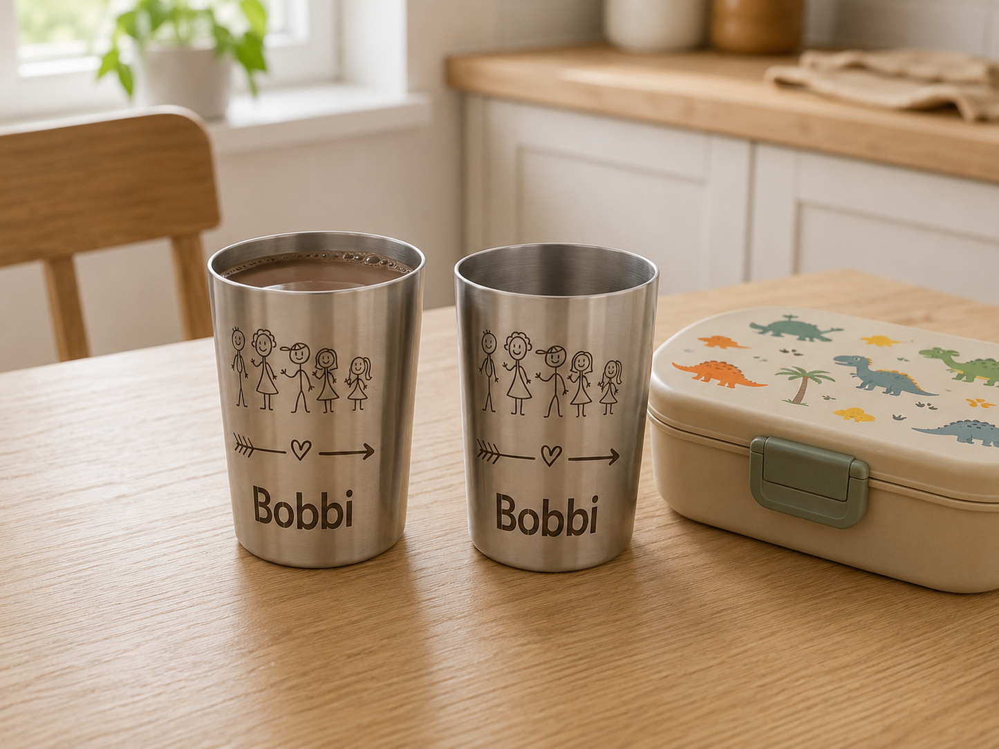 x 2 Personalised Stainless Steel Tumblers (300ml) | Custom Engraved, Any text and Font.