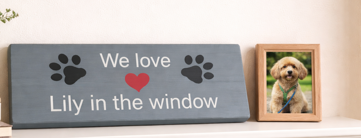 Hand painted and Bespoke, Personalised Wood Plaques, 380mm x 100mm x 17mm. Any Font and Text.