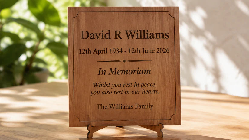 Bulk / Trade: Bespoke -Personalised Steamed Beech NFC Wedding Sign & Stand | Tap to View Photos & Digital Guestbook (390 x 290mm).