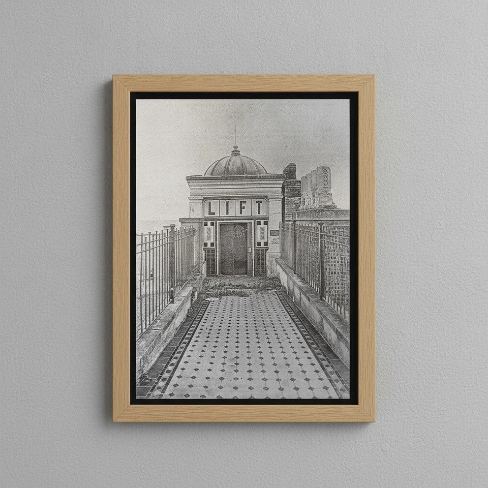 Ramsgate East Cliff Lift Laser Engraved Wood Panel – Historic Thanet Coastal Wall Art by H&B Thanet