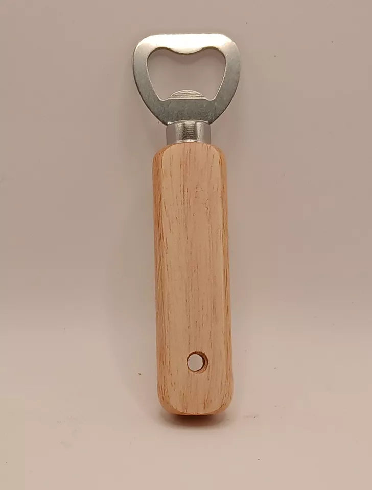 Bottle Opener with wood handle. Sold as blank.