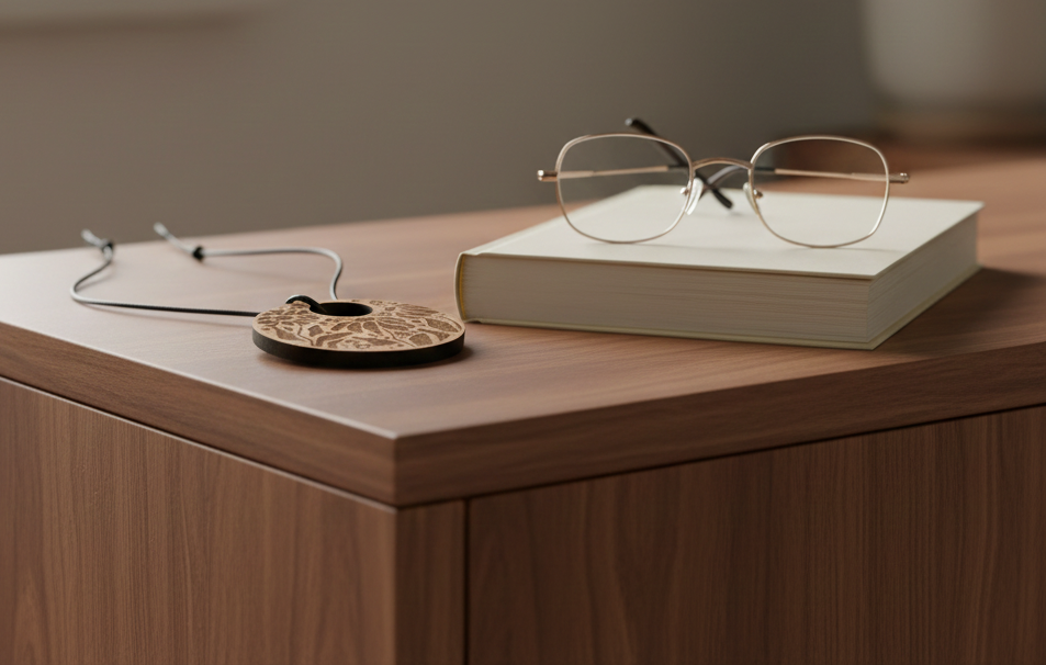 x 3 Personalised, Exquisite Steamed Beech Pendants Collection, with waxed necklaces.