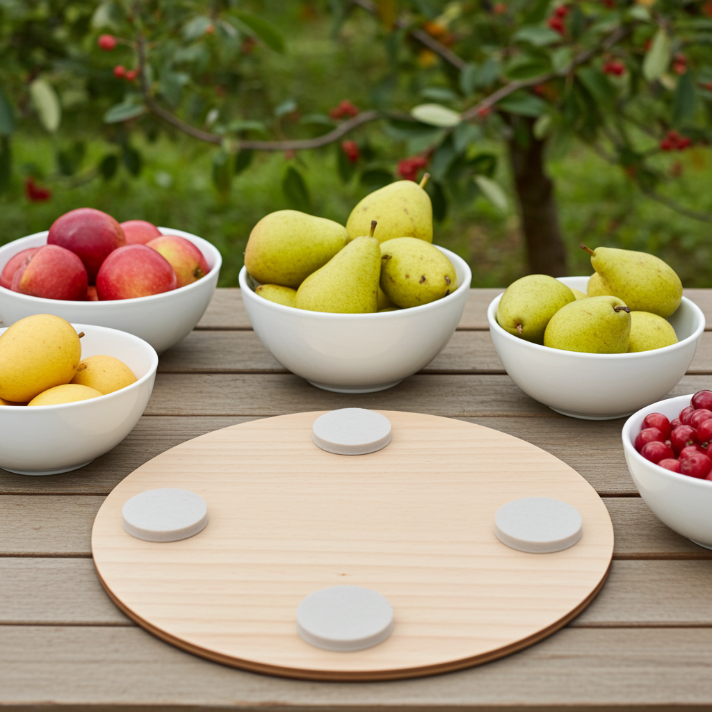 x 4 Personalised engraved Round wood placemats and x 4 drinks coasters set.